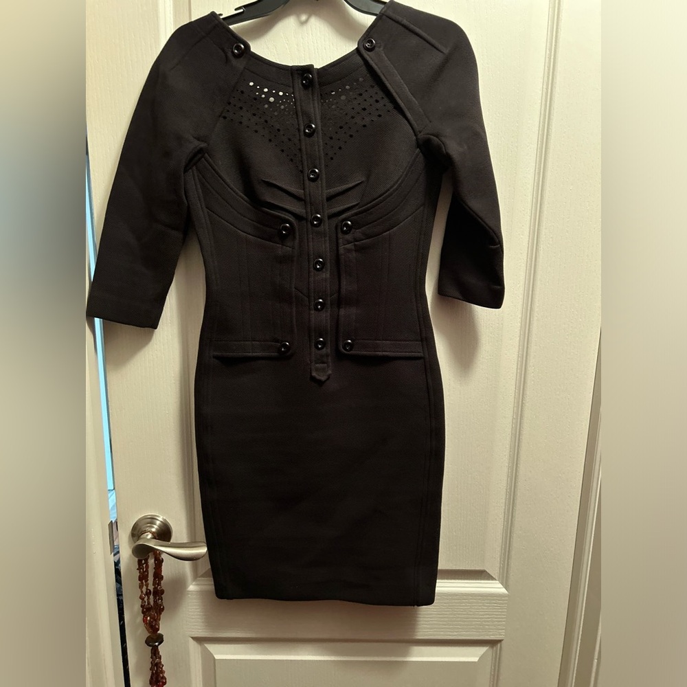 NEW Byron Lars Black Mini Button Dress - Size 2